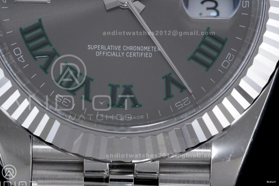 SS OnTrend on Best Datejust Gray Bracelet Roman Green 1:1 41 Clean SH 904L SS Steel 657 Edition Dial 0808